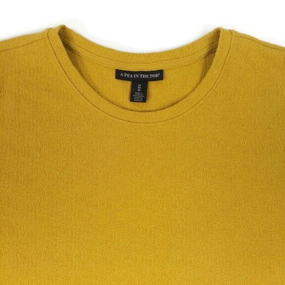 A Pea In The Pod Mustard Gold Short Sleeve Tie Front Maternity Top Womens Medium - Picture 3 of 11